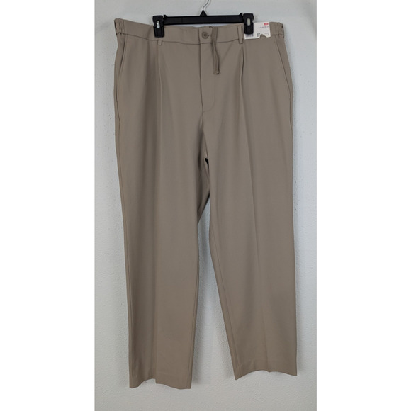 New Uniqlo men sz XXL Pleated Wide Pants tan waist 39-42" 1601 - Picture 1 of 7
